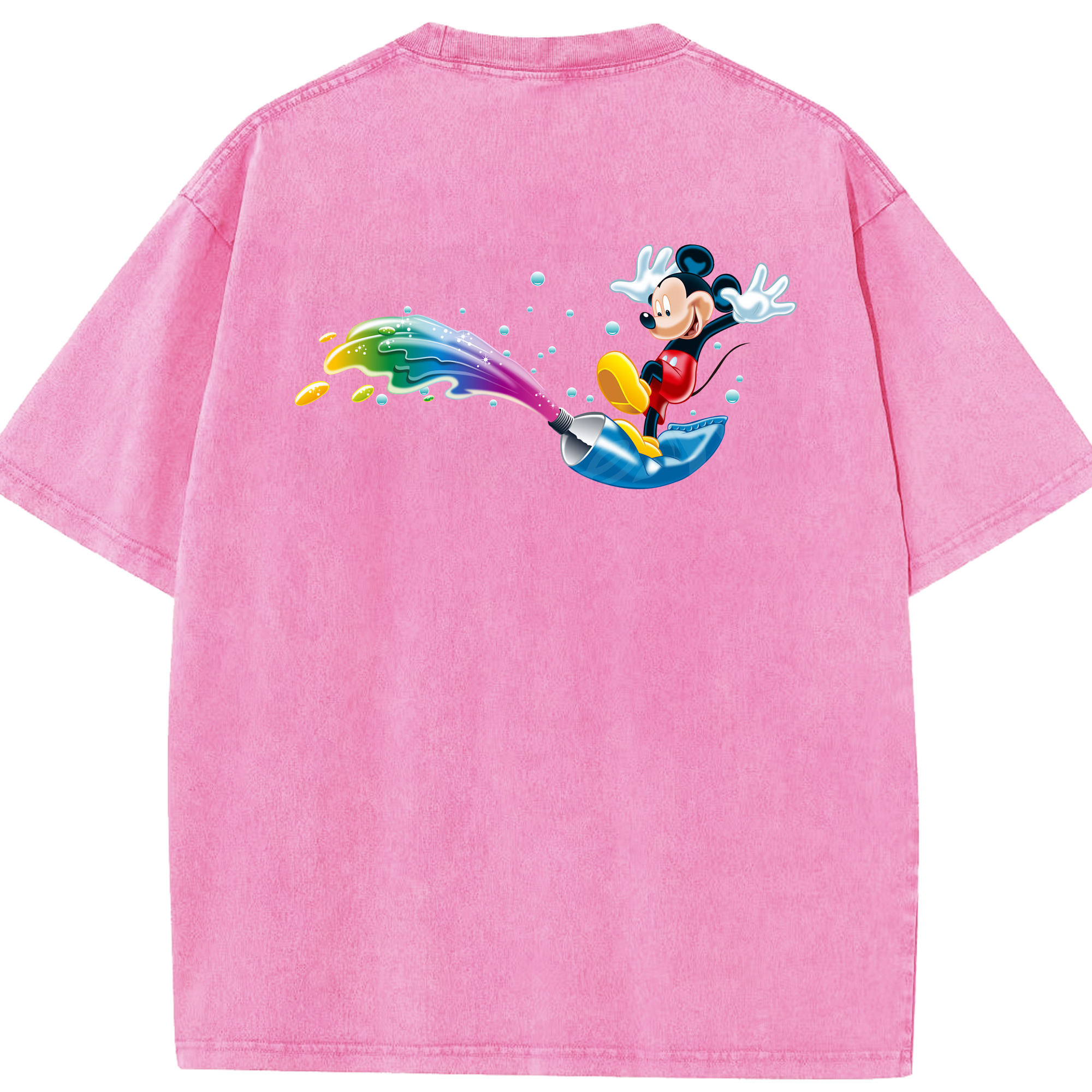 （画像用） ミッキーマウス Mickey Mouse 綿100% ヴィンテージ風 半袖Tシャツ（背面プリント）